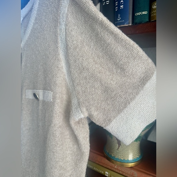 ECRU women's short sleeve sweater jacket in pale flax cream NWT - Picture 4 of 6